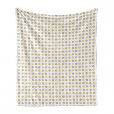 Vintage Soft Flannel Fleece Blanket, Blue and Orange Dots White Background Classic Shabby Colored Pattern, Cozy Plush for Indoor and Outdoor Use, 70" x 90", Orange White Cadet Blue, by Ambesonne
