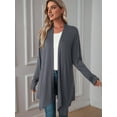 thumbnail image 6 of Women'S Three-Quarter Sleeve Casual Open-Front Jacket, Fashionable Front-Opening Light Coat Dark Gray L, 6 of 9