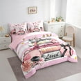 thumbnail image 3 of Manfei Smart Perfume Bedding Comforter Set 7pcs,Romantic Flower Floral Queen Bedding Sets,White Pink Striped Queen Sheet Sets For Girls Kids,Luxury Bedroom Decor,Reversible, 3 of 8