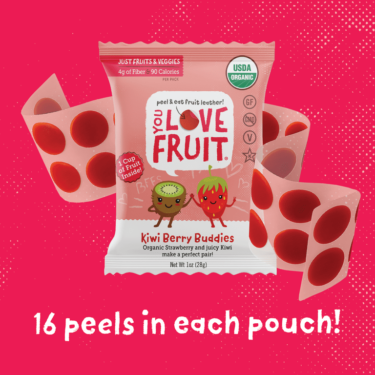 KIWI BERRY All Natural Fruit Snacks, Healthy Snack Pack, Real