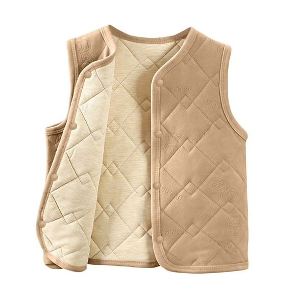 Cethrio Boys Thermal Vest, Sleeveless Soft Ligntweight Warm Winter Jackets Khaki Size 8