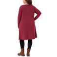 thumbnail image 3 of Plus Size Long Sleeve Dress for Women 2025 Fall Fashion Buttons Side Crew Neck Knit Tunic Dress with Pockets 2X Burgundy, 3 of 6