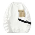 thumbnail image 1 of QHFBli Chandail à Col Rond de Base pour Hommes Chandail à Manches Longues pour Hommes à Blocs de Couleur Col Rond Style Décontracté Chandail Sans Capuche Haut à Enfiler Confortable, 1 of 3