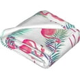 thumbnail image 2 of Tropical Pink Flamingo Throw Blanket Soft Bed Blankets Lightweight Cozy Plush Flannel Fleece Blanket for Sofa Couch Bedroom 50"x40" Small, 2 of 5