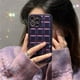 thumbnail image 2 of Estuche de teléfono a cuadros morado Estuche protector lindo para iPhone 14 Plus 11 12 13 Pro Max zhangyuxiang LED, 2 of 2
