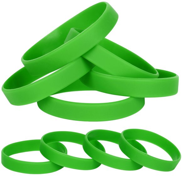 LVNRIDS 25 pcs Green Silicone Elastic Wristbands Bracelet Blank Rubber Wrist bands Bracelets for Men Women Party Activity