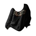 thumbnail image 4 of Blouses for women dressy casual Long Sleeve Polyester and Spandex Soft Clothing L Blue womens blouses, 4 of 4