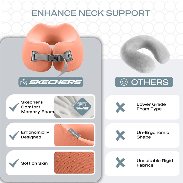 Skechers Memory Foam U-Shaped Travel Neck Pillow, Orange photo 4