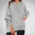 thumbnail image 2 of tarylea Hoodies for Women Drawstring Sweatshirt Oversized Solid Color Long Sleeve Tunic Casual Loose Fall Athletic Tops, 2 of 6