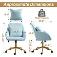 thumbnail image 2 of Home Office Desk Chair Comfy, Modern Velvet Makeup Vanity Chair with Back & Pillow (Blue), 2 of 18