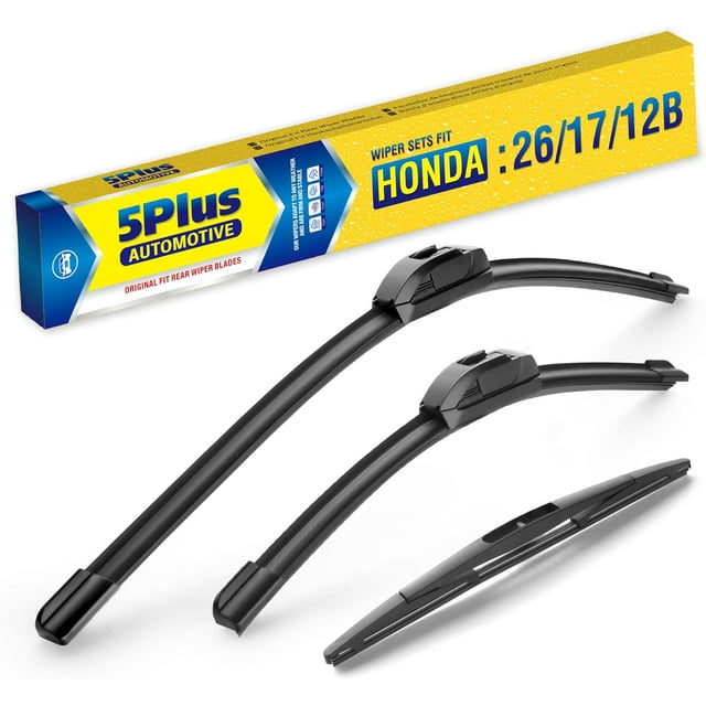 SHIQI-3 Wipers 26"/17"/12" Replacement For Honda CRV 2021 2020 2019 2018 2017(Set of 3), 26 Inch+17 Inch Windshield Wiper Blades with 12 Inch Rear Wiper Blade-Original Factory Quality