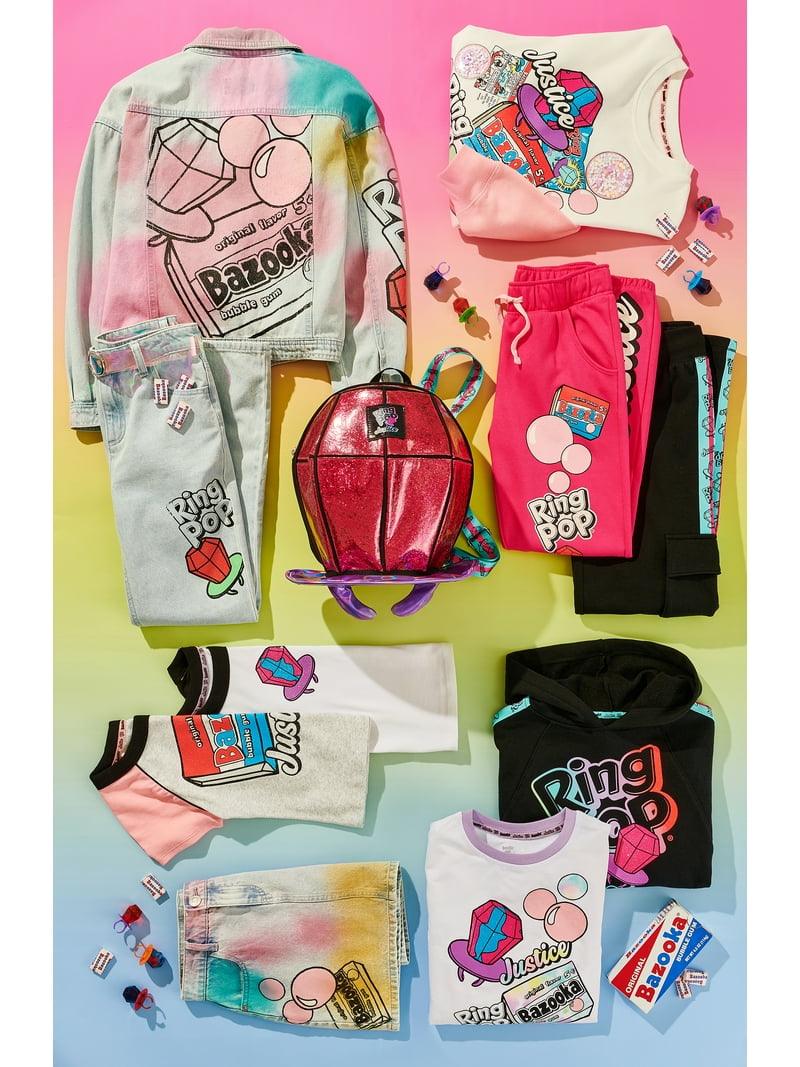 nozomi ishiguro カラフルグラフィティオールインワン スウェット Justice Girls Ring Pop Bazooka Collab Hoodie, Sizes XS-XLP