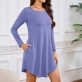 thumbnail image 5 of Robe T-Shirt à Poche, Robe Midi Ample à Manches Longues à Col Rond, Robe Facile pour Tous les Jours pour Femmes, Maternité, Voyage et Tenue de Fin de Semaine Violet Pâle 2TG, 5 of 5
