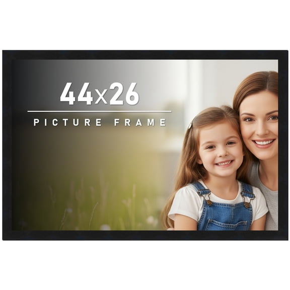 44x26 Frame Black Solid Wood Picture Frame | 0.75 Inch Moulding Width | Includes UV Acrylic