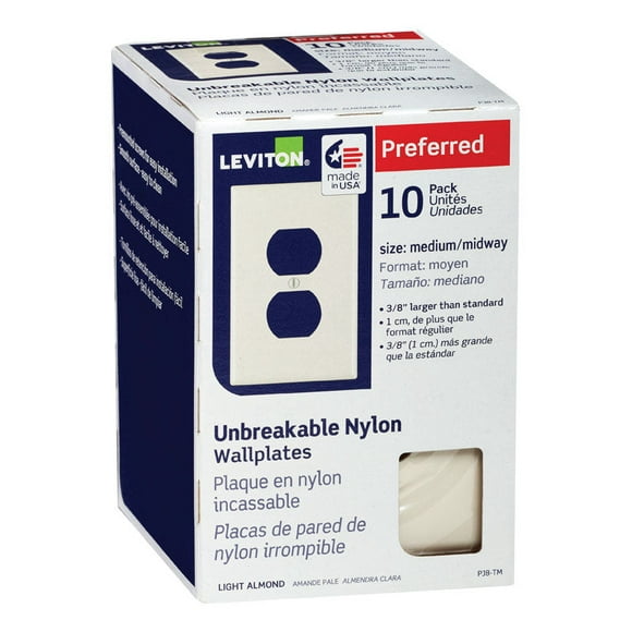 Placa de pared Leviton termoplástica de nailon con forma de almendra, 1 banda, paquete de 10
