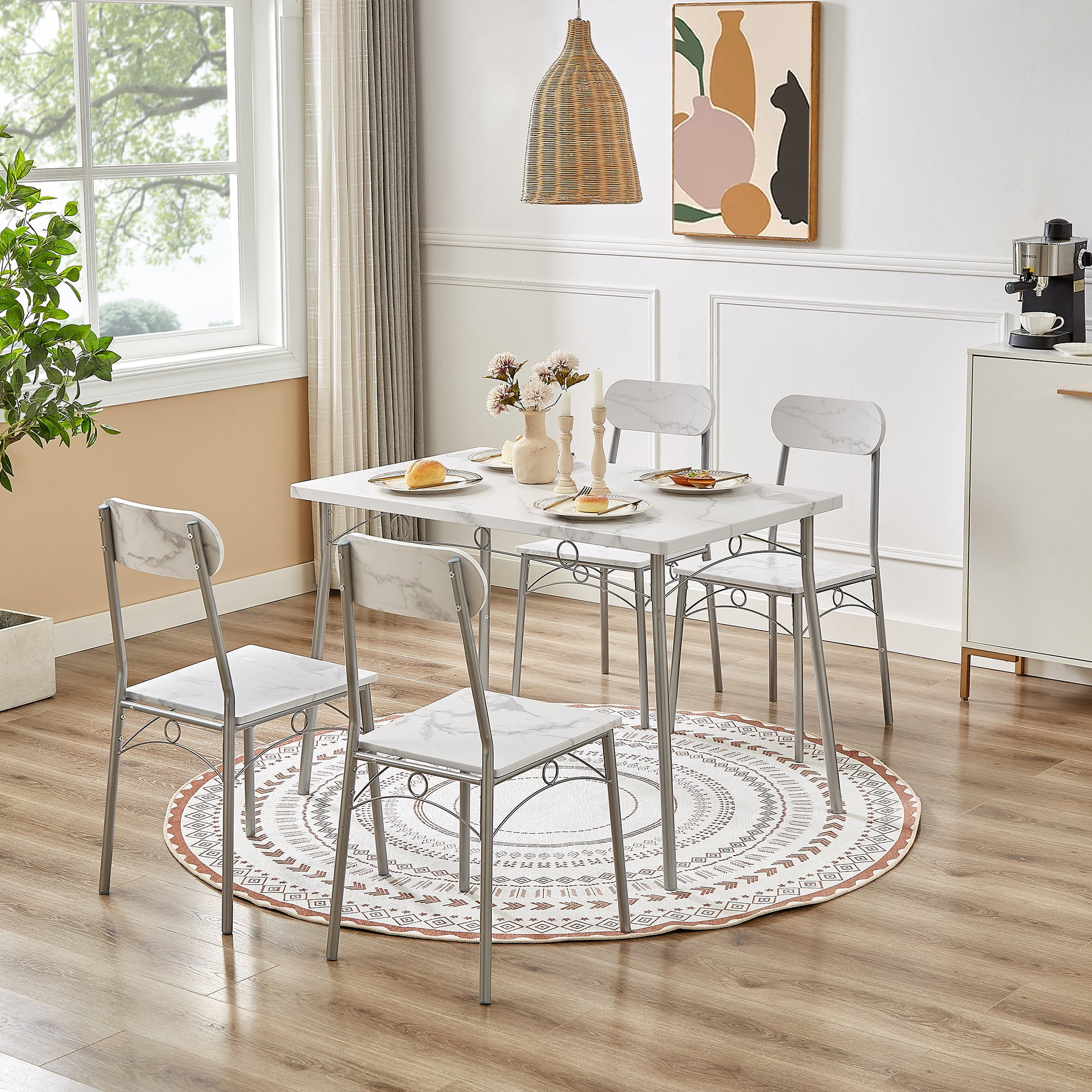 【１着でも送料無料】 Style Compact Set, Dining 5-Piece VECELO Furniture Small for ホロライブ カードダス
