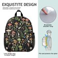 thumbnail image 4 of Mushroom and Fern Black Pattern Backpack for School, Cute School Bag with Adjustable Shoulder Straps and Padded Back, 13.8"x11.4"x6", 4 of 4