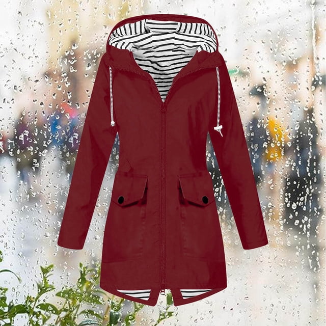 HOZADOIE Veste Imperméable pour Femmes avec Capuche Imperméable Léger pour Extérieur avec Poches, Applicable à la Randonnée, au Camping, à la Randonnée et à l'Usure Décontractée