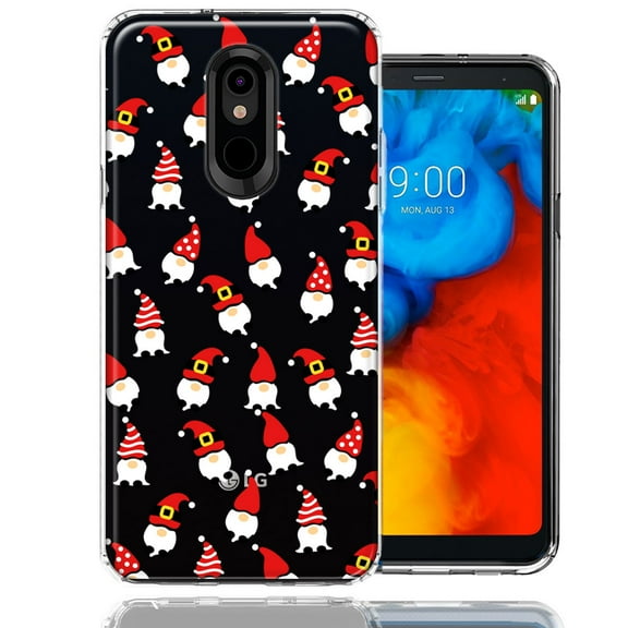 MUNDAZE LG Aristo 2/3/K8 Cute Red Christmas Holiday Santa Gnomes Design Double Layer Phone Case Cover