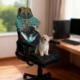 thumbnail image 3 of SCRAWLGOD Hummingbird Floral Print Cyan Black 4 PCS Gaming Chair Covers Slipcovers with Armrest Covers, Stretch Game Computer Office Desk Chair Cover Protector,Rotating Armchair Covers, 3 of 7