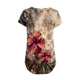 thumbnail image 3 of EGNMCR T-Shirts pour Femmes Femmes Mode Col en V Tunique à Imprimé Floral Hauts Boutons T-shirt à Manches Courtes, 3 of 6
