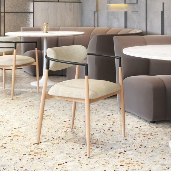 Equinox Dining Chair Oyster Gray & Natural Dining Chair, Modern Style, Armrest support, Steel, Indoor Dining