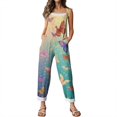 thumbnail image 5 of WTOBBY Women's Casual Loose Retro Jumpsuit with Butterfly Print, Cotton Linen Blend Fabric and Shoulder Straps for Comfortable Stylish Outfits,YellowS, 5 of 6