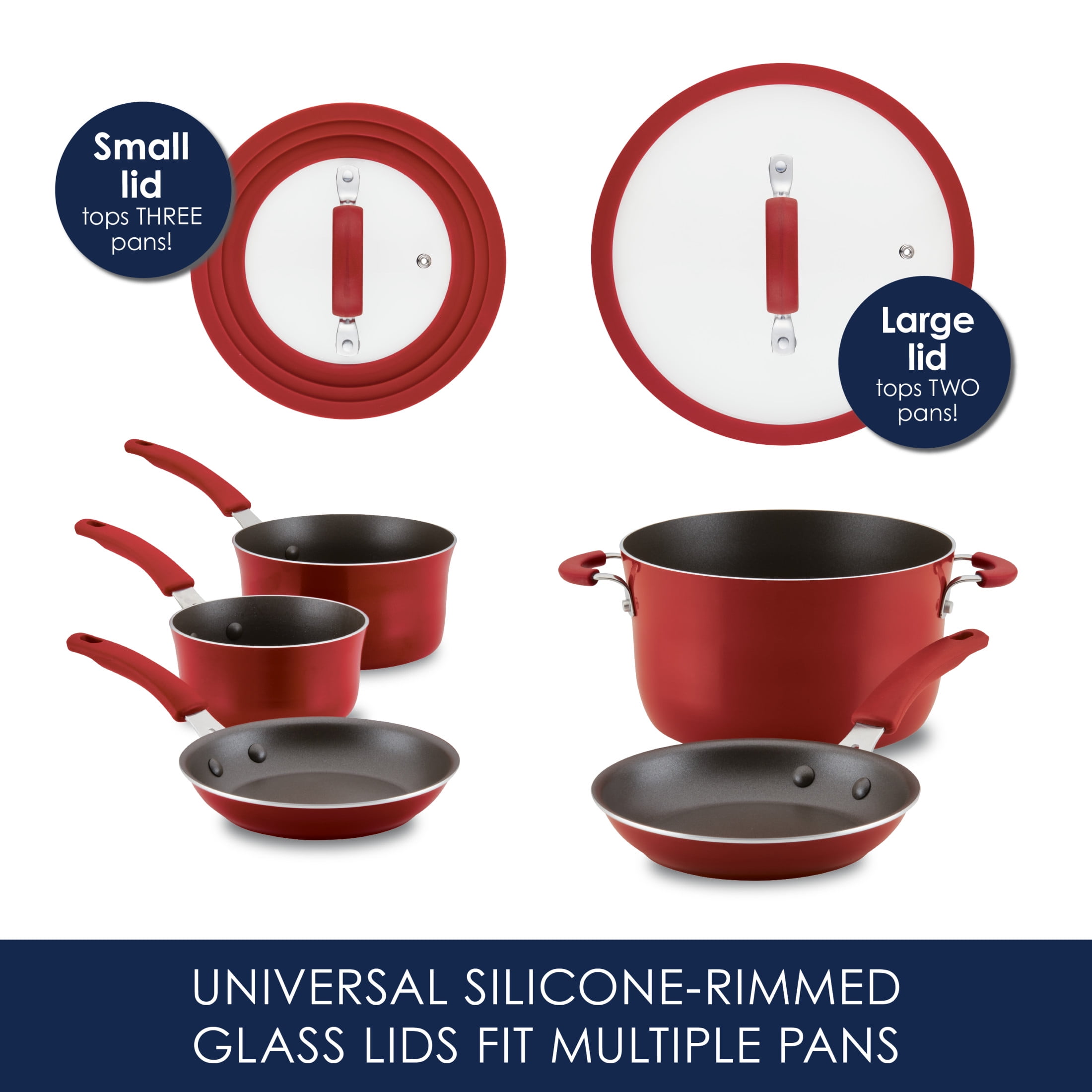 Rachael Ray Cook + Create 11 Piece Aluminum Nonstick Pots and Pans, Red