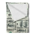 thumbnail image 2 of Money Soft Flannel Fleece Throw Blanket, Dollar Bills of United States Federal Reserve the Ben Franklin Portrait, Cozy Plush for Indoor and Outdoor Use, 50" x 70", Pale Green Grey, by Ambesonne, 2 of 5