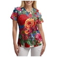 thumbnail image 6 of GEWSEY Scrubs for Women Patriotic Nurse Shirt 4th of July Plus Size V Neck Short Sleeve Scrub Top American Flag Nursing Tops (Red, L), 6 of 8