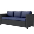 thumbnail image 4 of Patent Processed Navy Blue Rattan Wicker Sofa 3 Seat Outdoor Indoor Comfort, 4 of 7