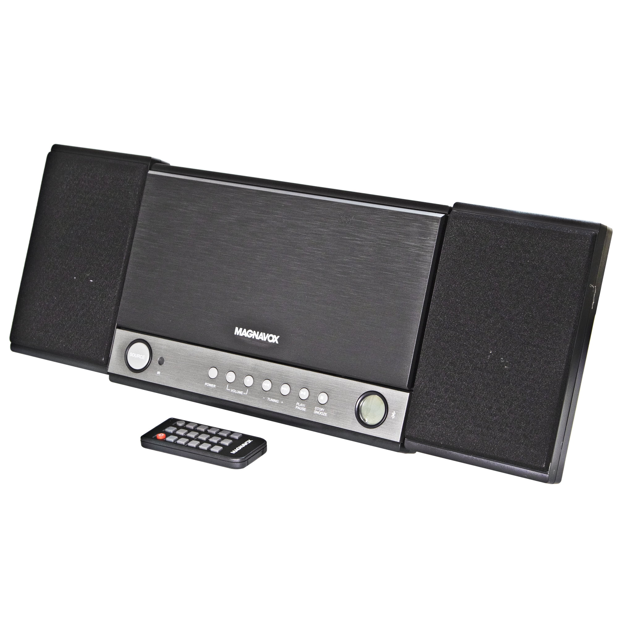Magnavox MM444BT 3-Piece CD Shelf System with Digital PLL FM Stereo Radio and Bluetooth Wireless Technology in Grey | CD-R/CD-RW Compatible | Alarm Clock Function |