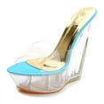 thumbnail image 4 of Women Thick-soled Sandals and Slippers High Transparent Special-shaped Crystal  Waterproof Platform 15CM Wedge-heeled, 4 of 6