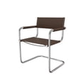 thumbnail image 4 of Saddle Leather Accent Chair Stainless Steel Arm Chair Dining Chair - Brown, 4 of 9