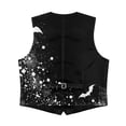 thumbnail image 5 of Uourmeti Polyester Fabric Boys Formal Waistcoat for Holiday Party, Button Up High Quality Kids Suit Vest, Bat Web Splatter Print, 5 of 6