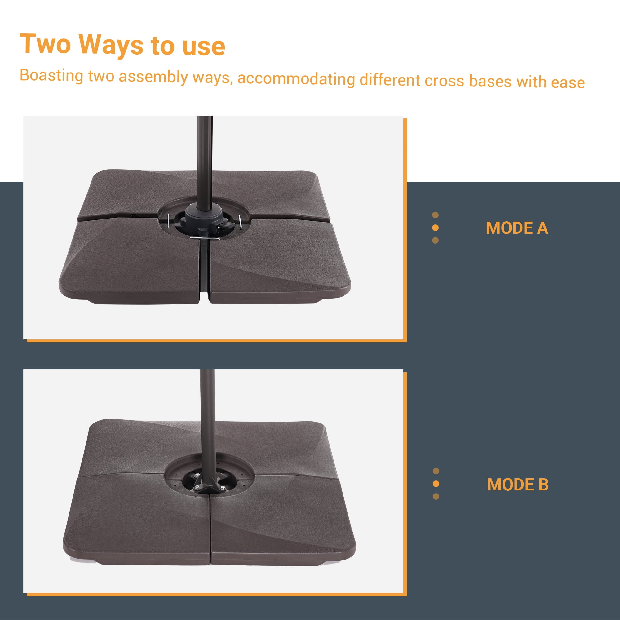 ACEGOSES Patio Cantilever Umbrella Base Filled with Water/Sand HDPE Plastic for Outdoor Offset Umbrellas,Dark Brown