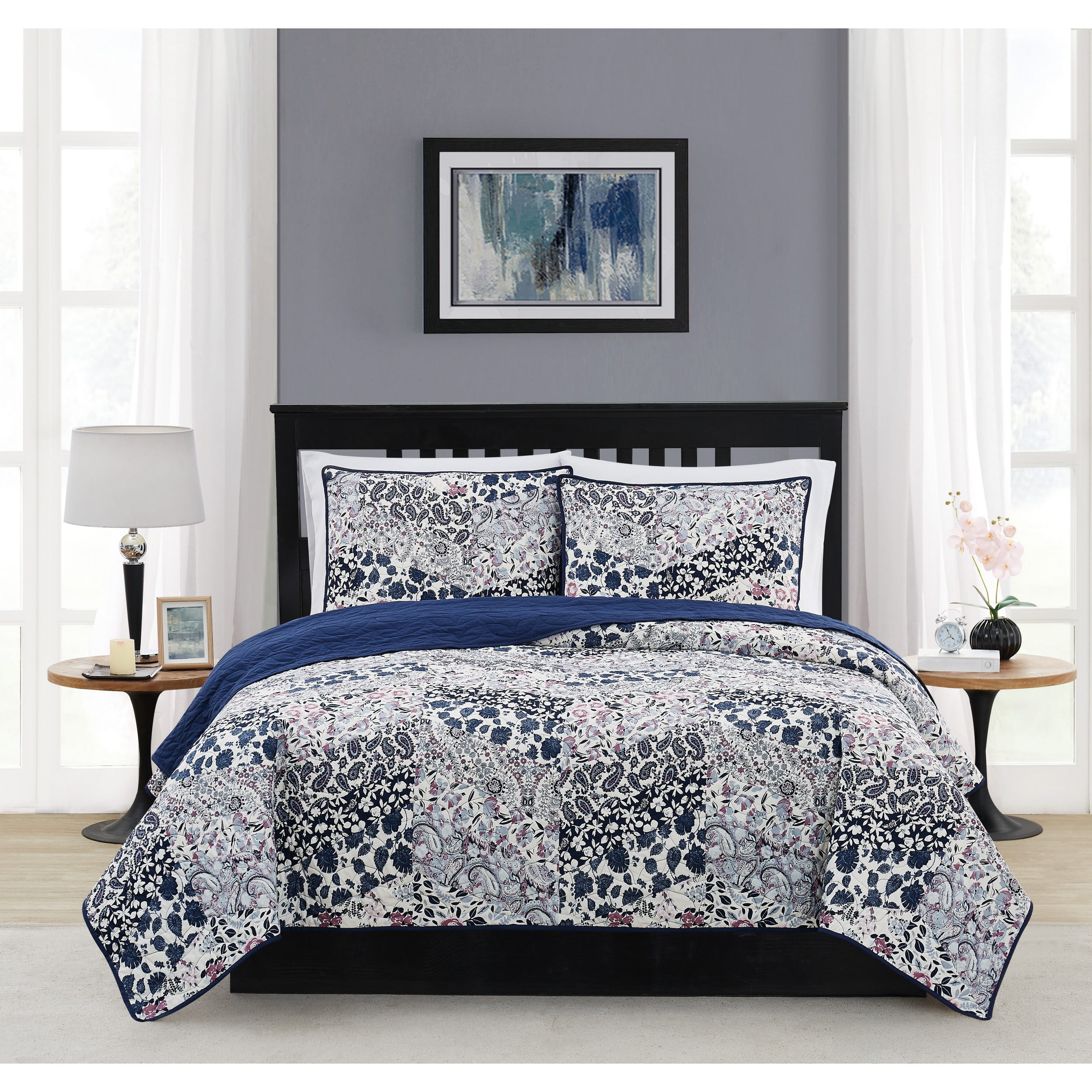 Cannon Chelsea 3 Piece Quilt Set, Full/Queen - Blue Multi