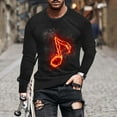thumbnail image 2 of Penkiiy Men's Musical Note Flame Stylish 3D Printed Graphic Long Sleeve T-Shirts 3D Graphic Flame Print Shirts for Men 2XL Black, 2 of 5