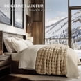 thumbnail image 2 of EVERGRACE Ultra Soft Luxury Fluffy Faux Rabbit Fur Throw Blanket, Thick Warm Bubble Throw for Bed, Cozy Plush Reversible Blankets for Couch, Chair, Sofa, Cream, 50x60 Inches, 870 GSM, 2 of 8