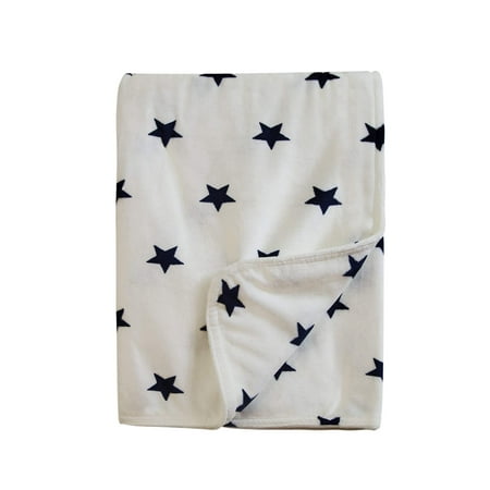 Born Loved Luxurious Mink Super Plush Soft Fleece Lightweight Baby Blanket (Navy Stars) Navy (Best Way To Lose Baby Weight)