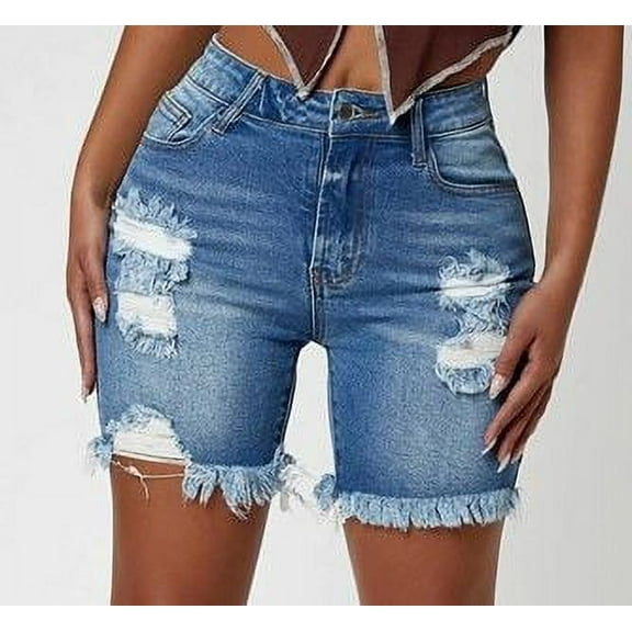 High Waist Ripped Denim Shorts