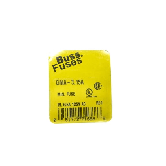 BUSSMANN GMA-3.15A 125VAC 3.15A (PKG OF 5) NSFS