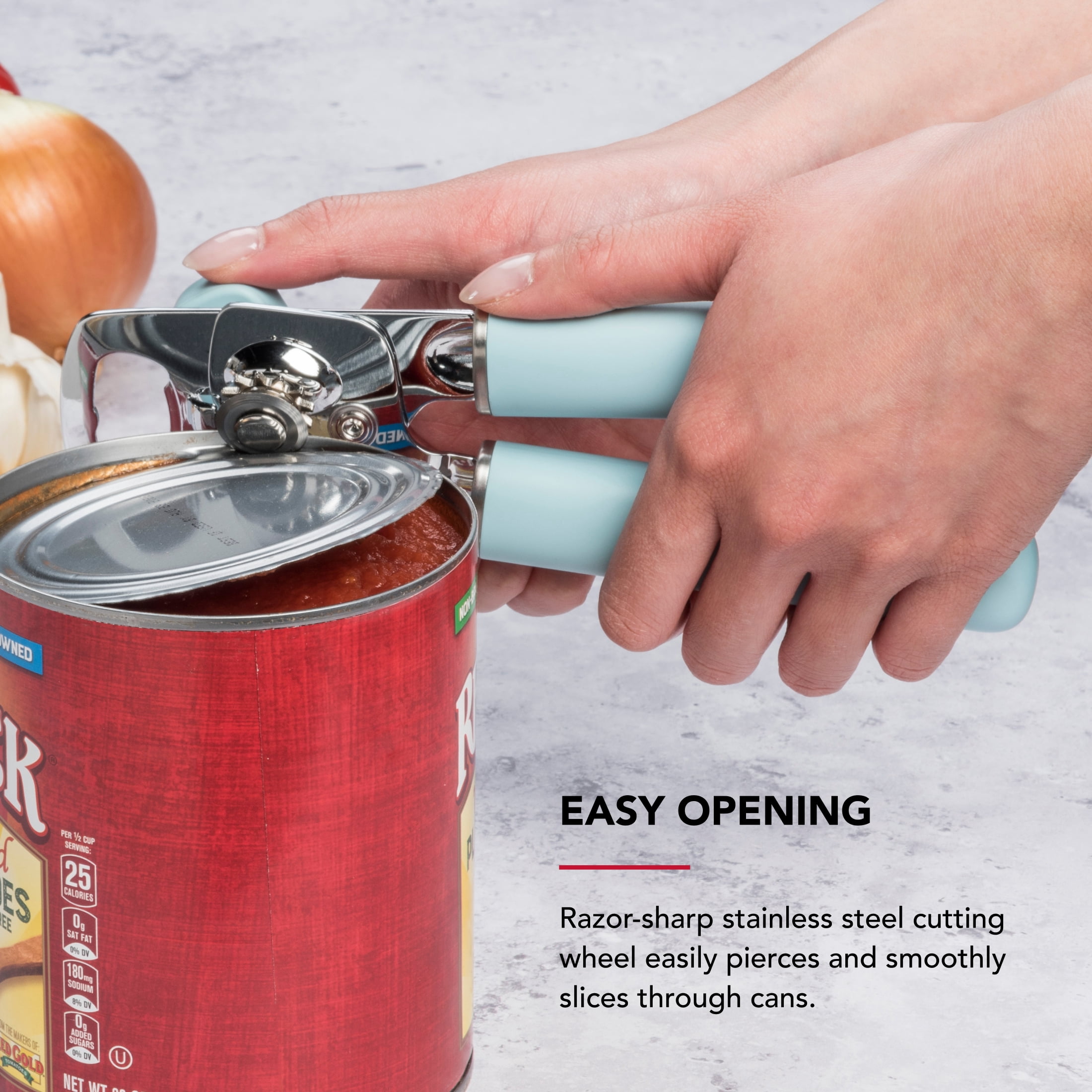 KitchenAid Stainless Steel Manual Can Opener with Bottle Opener and Ergonomic Grip, Mineral Water