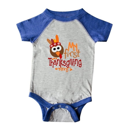 

Inktastic My 1st Thanksgiving Cute Turkey with Feathers Gift Baby Boy or Baby Girl Bodysuit