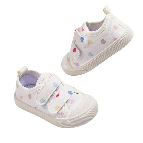 WAYUTE Girls Sneakers Toddlers Soft Sole Canvas Shoes with Double Hook Loop Closure Comfort Running Shoes Casual School Wear