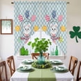 thumbnail image 4 of Swag Curtains Valances for Windows, Happy Easter Short Kitchen Window Curtains Over Sink, Cute Easter Bunny Eggs Cafe Curtains Panel Set Of 2,Rod Pocket, 36 Inches Length Blue Plaid, 4 of 9