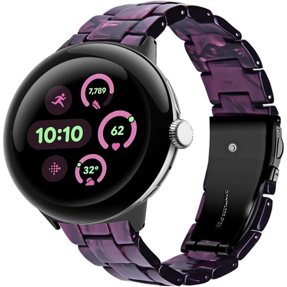 MYKOMI Resin Band Compatible for Google Pixel Watch 4/3/2/1 41mm Band for Women, Lightweight, Thin Adjustable Bracelet Metal Clasp Replacement Strap for Google Pixel Watch 4/3/2/1 41mm