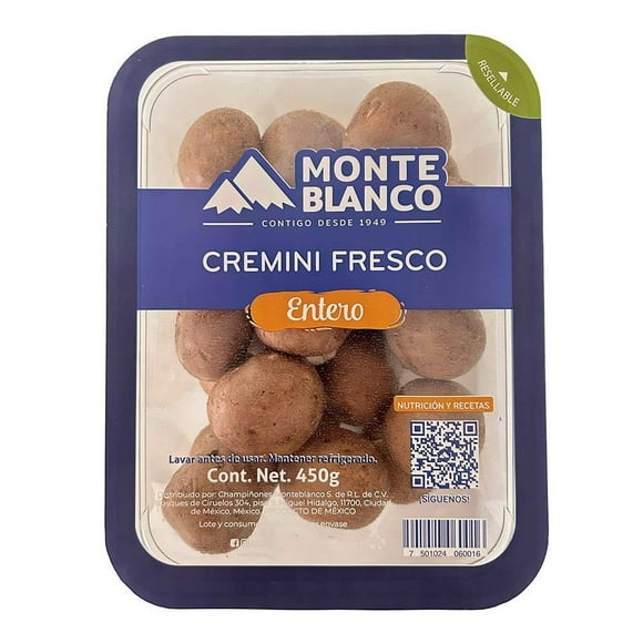 Champiñón Monte Blanco cremini fresco entero 450 g