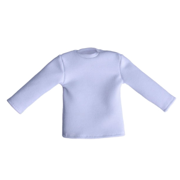Disfraz de camisa de manga larga a escala 1/12, top informal hecho a mano para muñeca pequeña de 6 pulgadas, vestido blanco