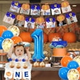 thumbnail image 4 of Little Pumpkin 1st Birthday Decorations Pumpkin First Birthday Supplies Blue Pumpkin One High Chair Banner Pumpkin Photo Banner Cake toppers for Autumn Fall Pumpkin Truck 1st Birthday, 4 of 7